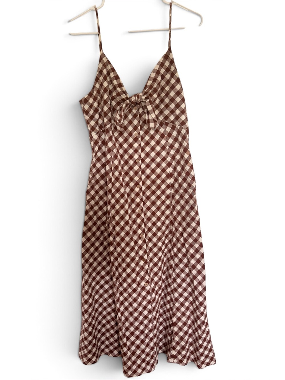 A New Day - Women’s Brown Gingham Cotton Maxi Dress 💕 - Picture 3 of 6